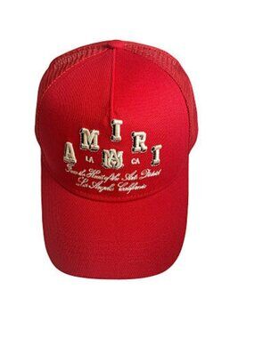 AMIRI Red Embroidered Logo Trucker Hat